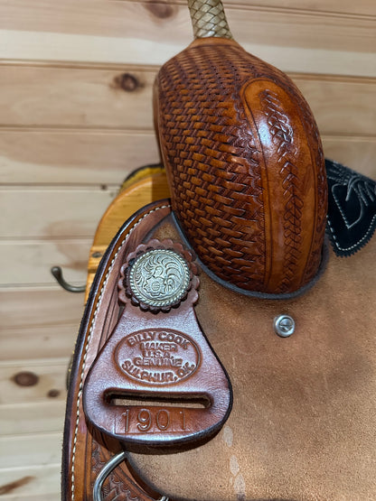 15” Billy Cook Maker Sulphur,OK Barrel Racing Saddle Model 1901