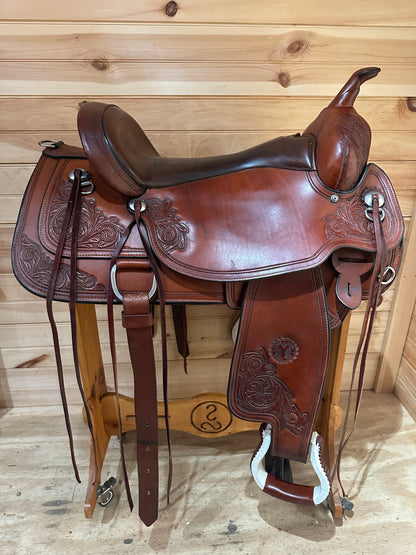 17” Circle Y Flex2 Cactus Flower Western Trail Saddle Model 1659