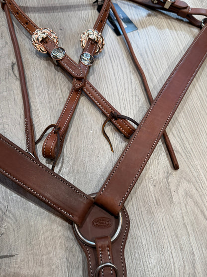 Copper Burst Breast Collar – Premium Amish Leather by Spur Creek Tack