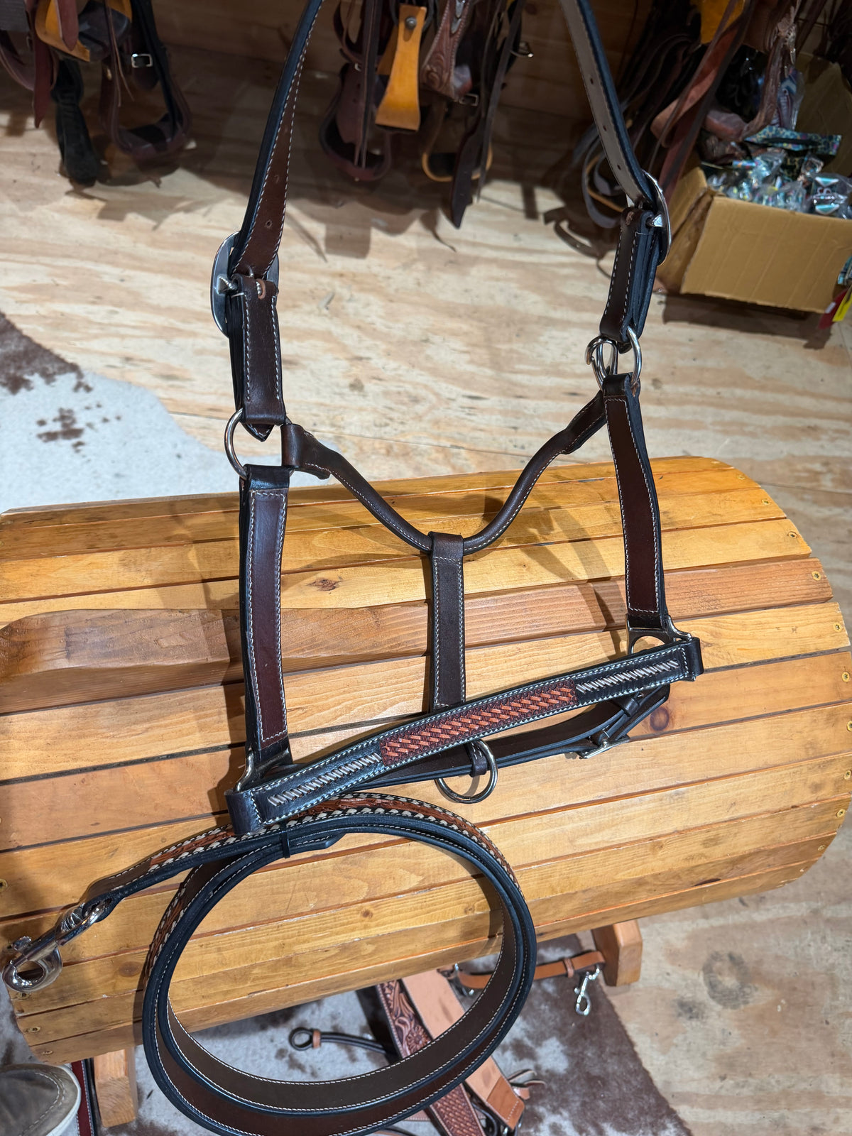 Professional’s Choice Rawhide Laced Leather Halter & Leather Lead Set