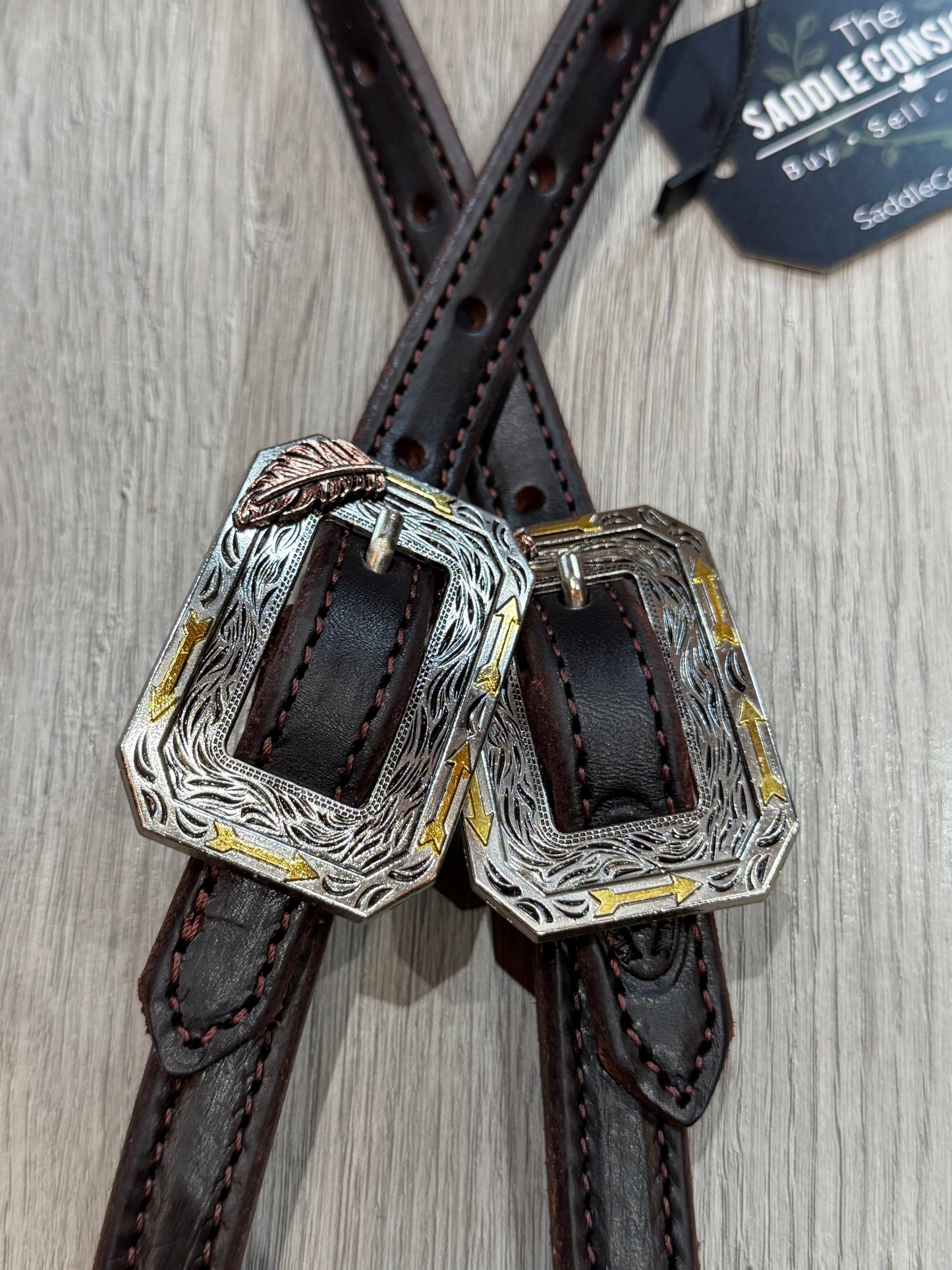 Feather & Arrow Quick Change One Ear Headstall– Premium Amish Leather by Spur Creek Tack