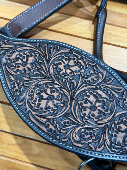 Professional’s Choice Dark Oil Floral Bronc Leather Halter