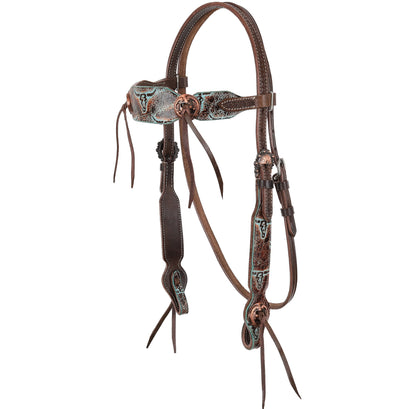 Showman Weathered Steer Twist Browband Headstall and Breastcollar Tack Set