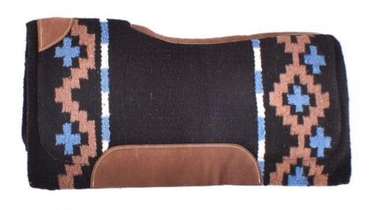 34" x 36" Black, Brown and Light Blue memory felt bottom saddle pad