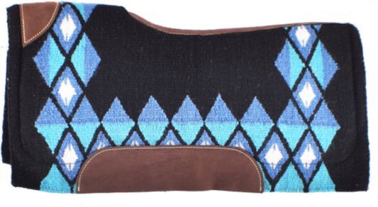 34" x 36" Black, Blue, and Teal memory felt bottom saddle pad