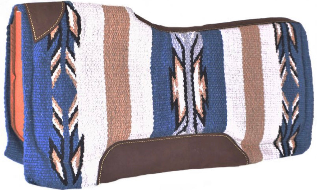 34" x 36" x 3/4" Teal, Beige, Black and Brown colored memory felt bottom saddle pad