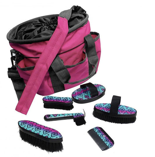Showman 6-Piece Navajo Print Grooming Kit with Nylon Cordura Carrying Bag