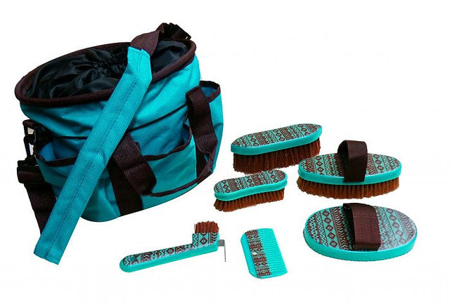 Showman 6-Piece Navajo Print Grooming Kit with Nylon Cordura Carrying Bag