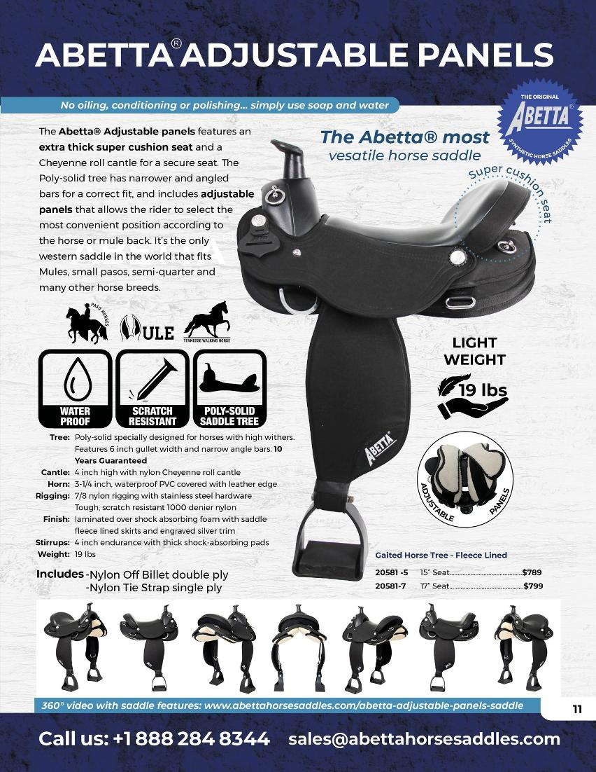 Abetta Adjustable Panels Trail Saddle (New)