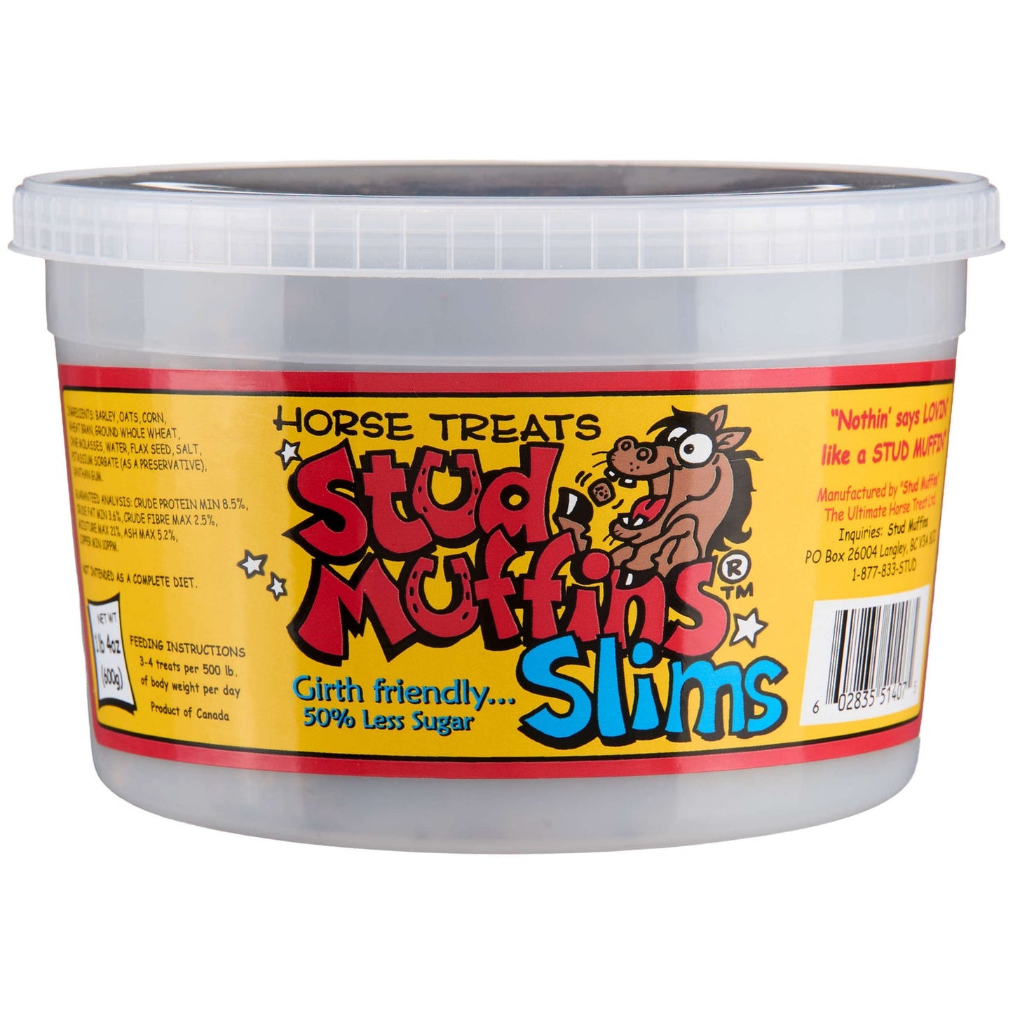 Stud Muffins Slims 50% Less Sugar Horse Treats, 20oz Tub