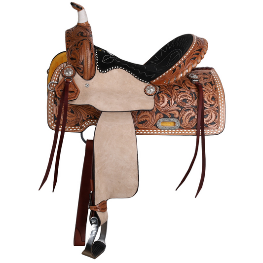 13”, 15” Double T Classic Stitch Wild Bloom Barrel Style Western Saddle