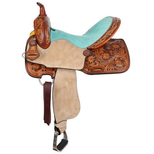 14”, 15”, 16” Double T Coastal Poppy Spinal Relief Barrel Style Western Saddle