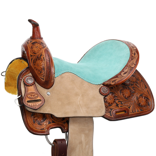 14”, 15”, 16” Double T Coastal Poppy Spinal Relief Barrel Style Western Saddle