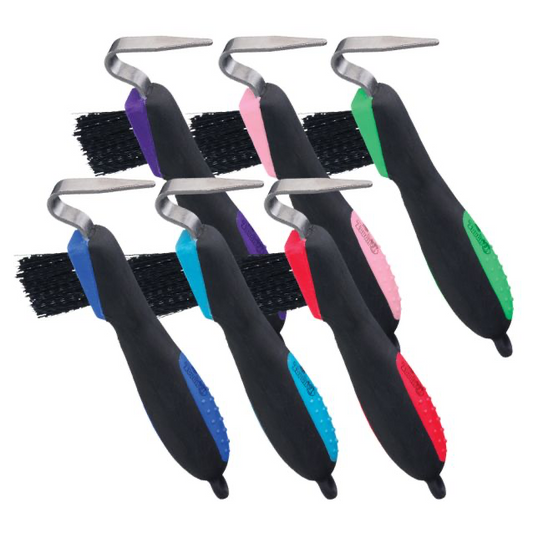 Tough1 Great Grips Hoof Pick with Brush - 6 Pack