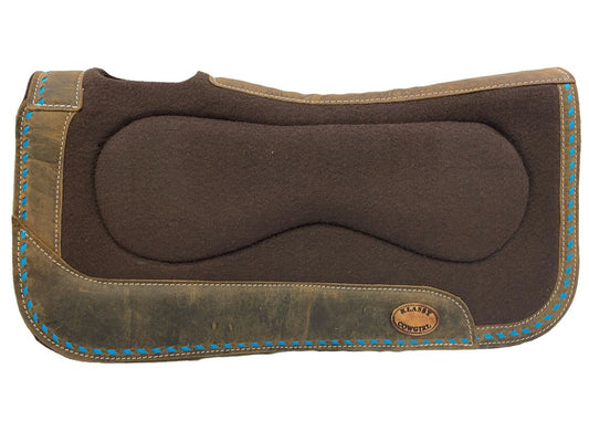 Klassy Cowgirl 28" X 30" Barrel Style 1" Brown felt pad with teal lacing accent
