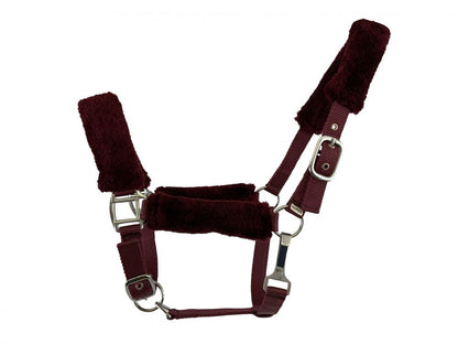 Fleece Covered Nylon halter with crown adjustment and throat snap