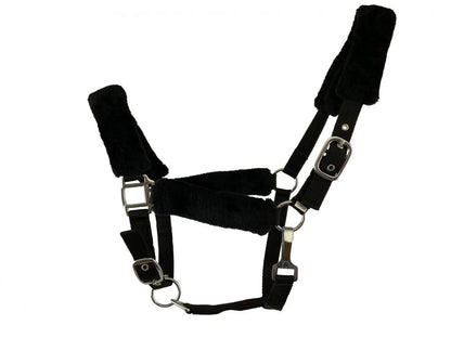 Fleece Covered Nylon halter with crown adjustment and throat snap