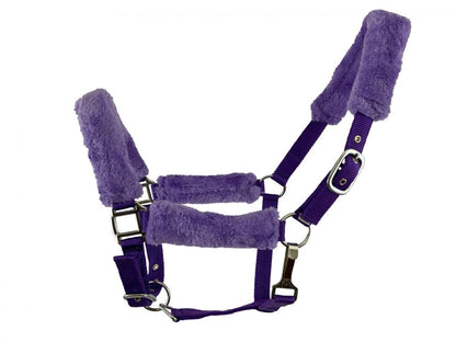 Fleece Covered Nylon halter with crown adjustment and throat snap