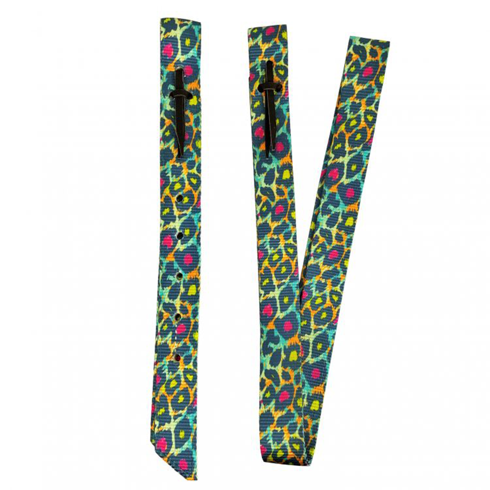 Rainbow Cheetah Print Nylon Saddle Tie Strap and Off Billet Set