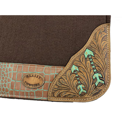 Klassy Cowgirl 28" x 30" Brown Felt Saddle Pad with Painted Arrows
