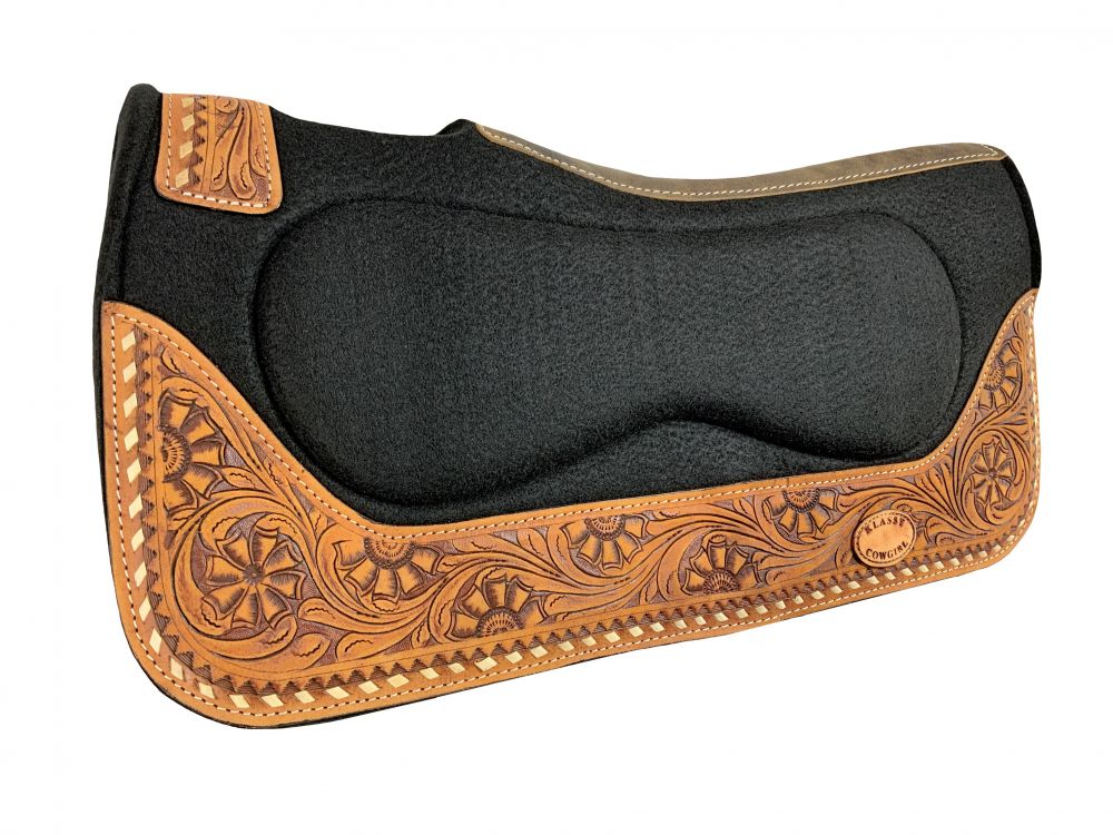 Klassy Cowgirl 28"x30"x1" Barrel Style felt pad with floral tooling