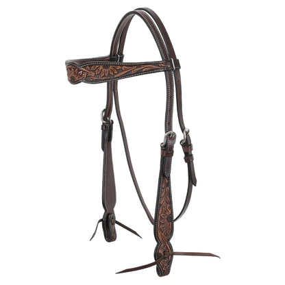 Showman Sunflower Argentina Cow Leather Browband Headstall