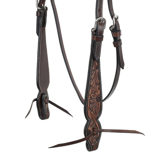 Showman Sunflower Argentina Cow Leather Browband Headstall