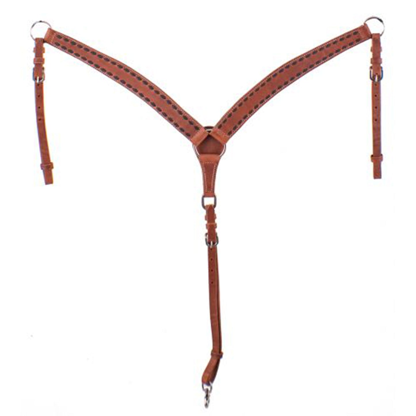 Harness Leather Breastcollar with Buckstitch Trim