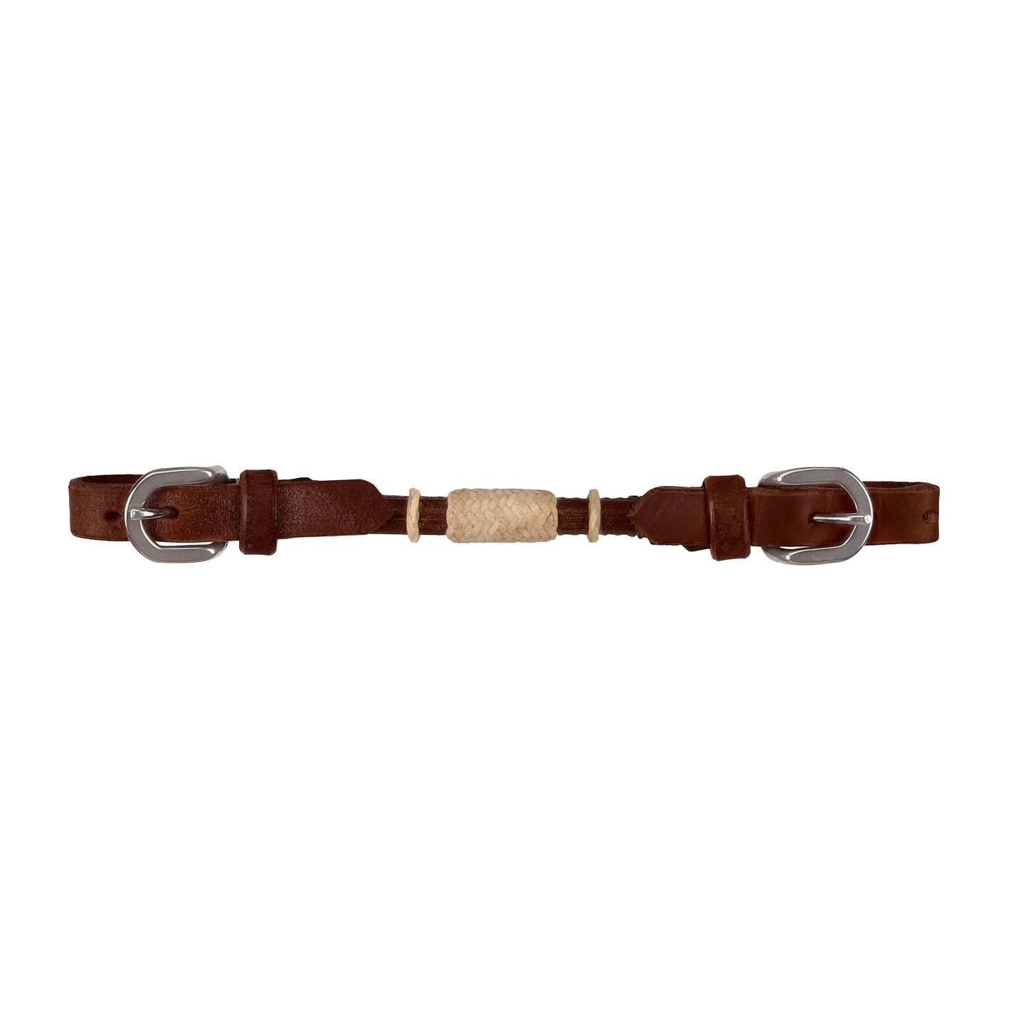 Dark Oil Rolled Curb Strap with Rawhide