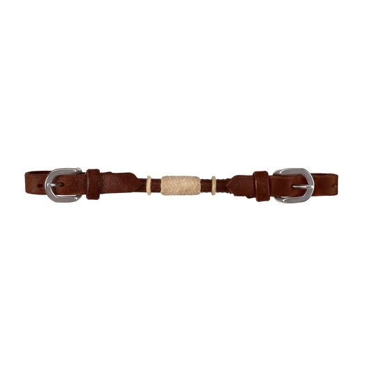 Dark Oil Rolled Curb Strap with Rawhide