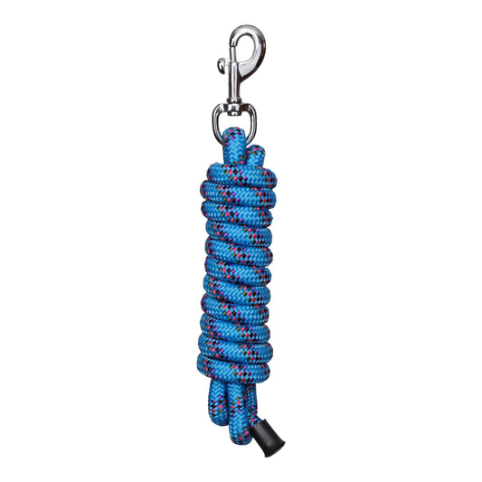 10' Speckled Braided Cotton Lead w/ Swivel Bolt Snap- Blue