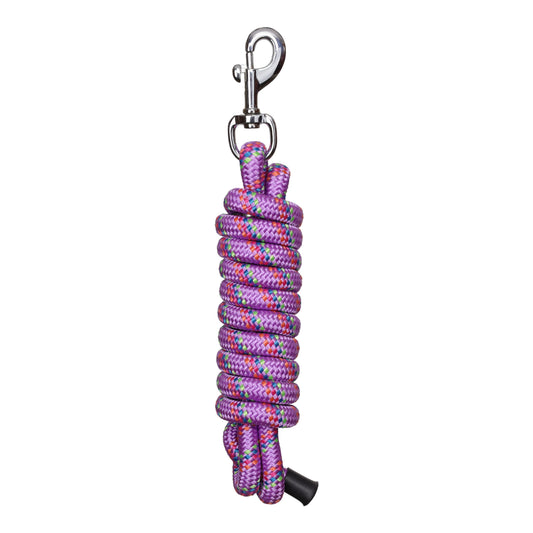 10' Speckled Braided Cotton Lead w/ Swivel Bolt Snap- Light Purple