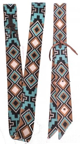 Showman Nylon Tie Strap & Off-Billet Set with cross design - Teal, Black, Brown