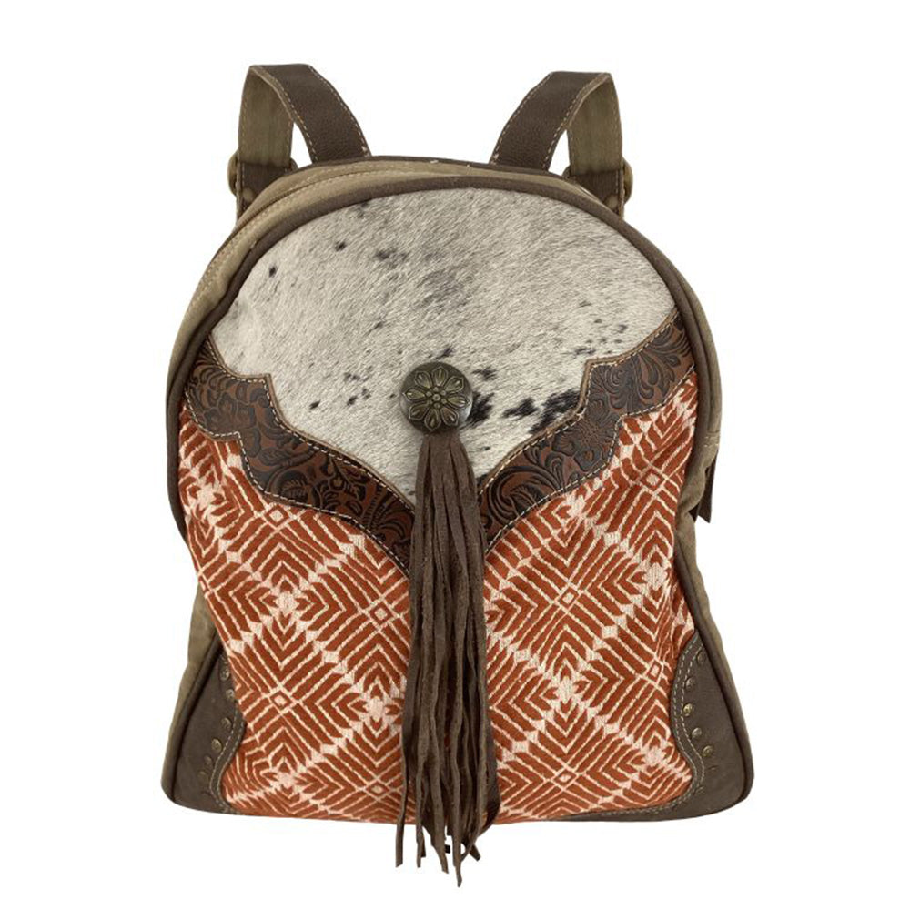 Klassy Cowgirl Terra and Rust Upcycled Backpack Bag 15 x 16 x 4 in