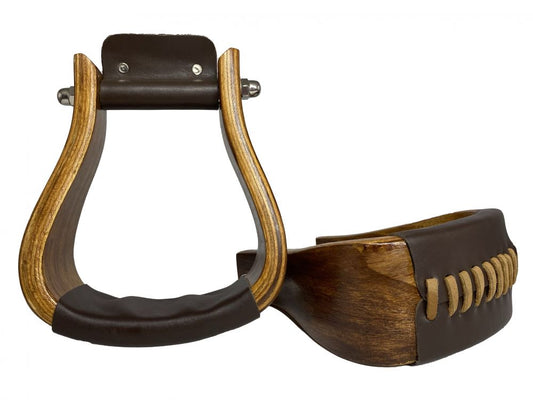 Showman 3" Polished Solid Oak Wooden stirrups