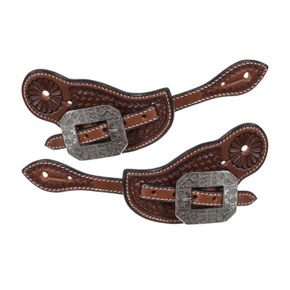 Antique Silver Ladie's Argentina Cow Leather Spur Strap