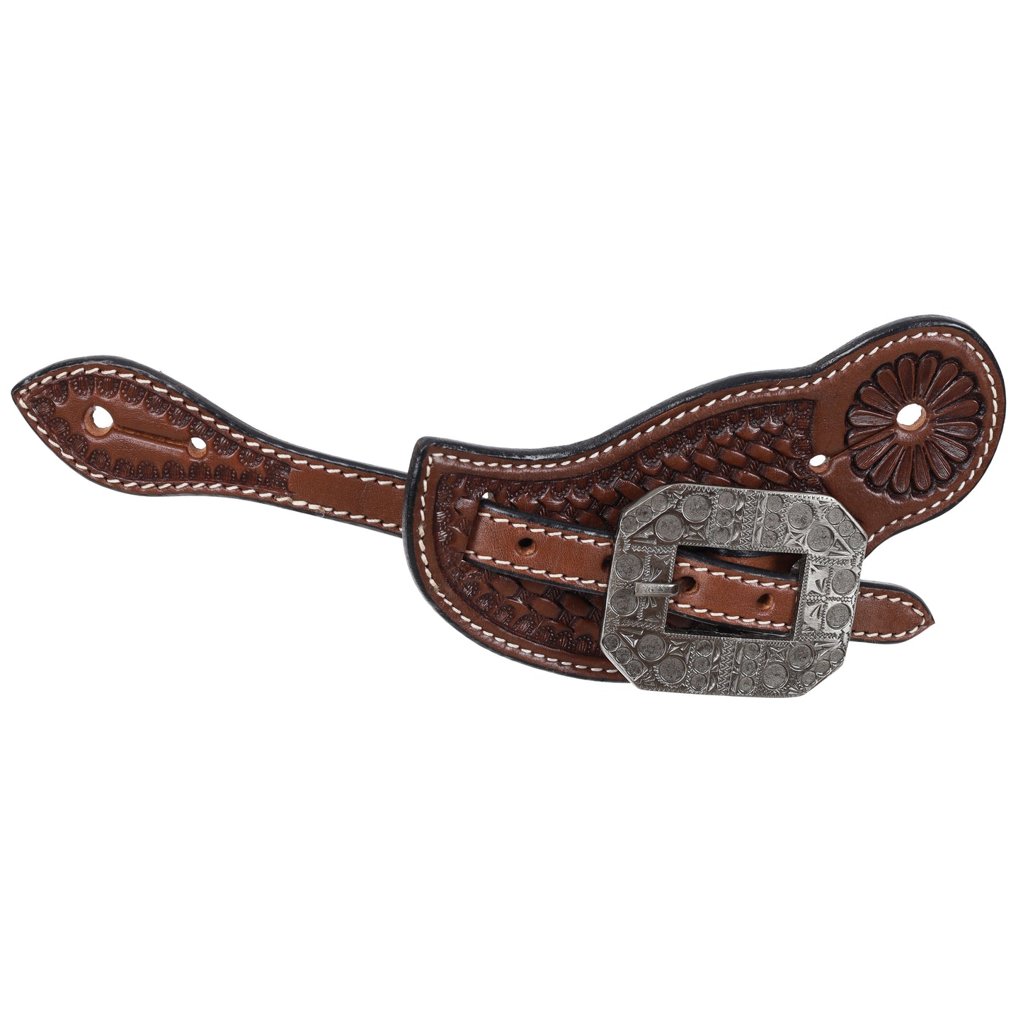 Antique Silver Ladie's Argentina Cow Leather Spur Strap