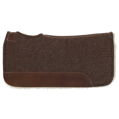 Showman Brown Wool Fleece Bottom Contoured Felt Western Saddle Pad 31" x 32" x 1"
