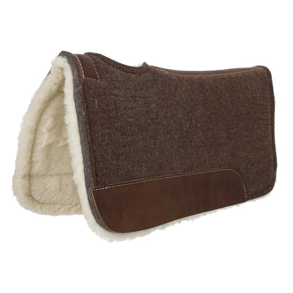 Showman Brown Wool Fleece Bottom Contoured Felt Western Saddle Pad 31" x 32" x 1"