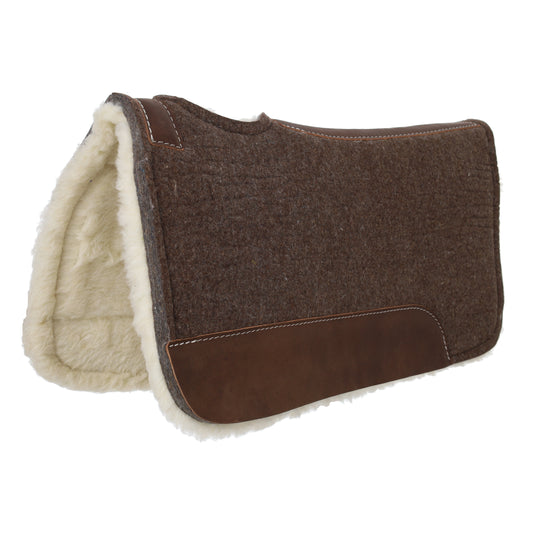Showman Brown Wool Fleece Bottom Contoured Felt Western Saddle Pad 31" x 32" x 1"