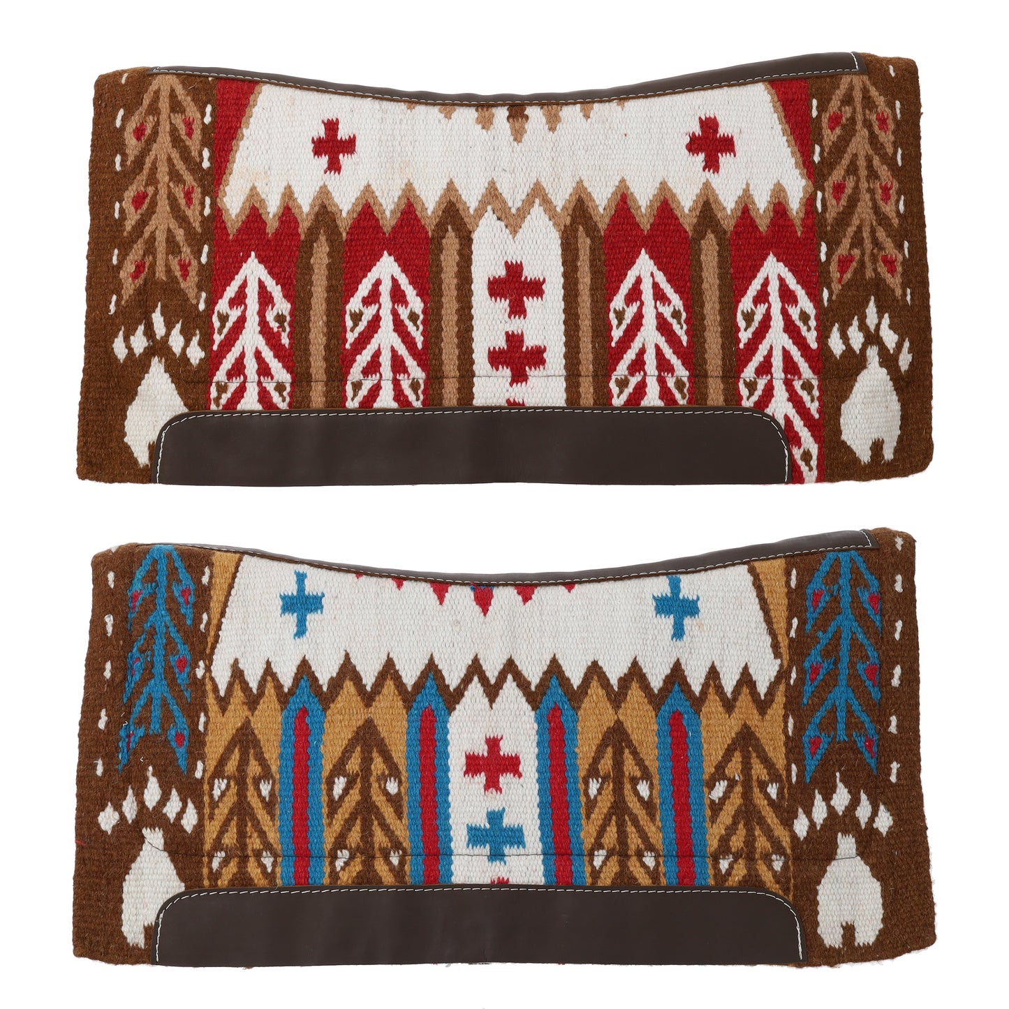 Bear Paw 36"x34" Wool Top Saddle Pad with Memory Felt Bottom - Brown/Red