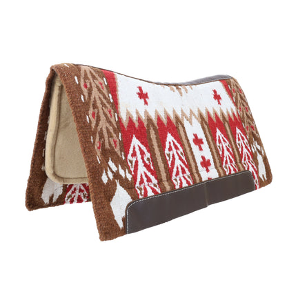 Bear Paw 36"x34" Wool Top Saddle Pad with Memory Felt Bottom - Brown/Red