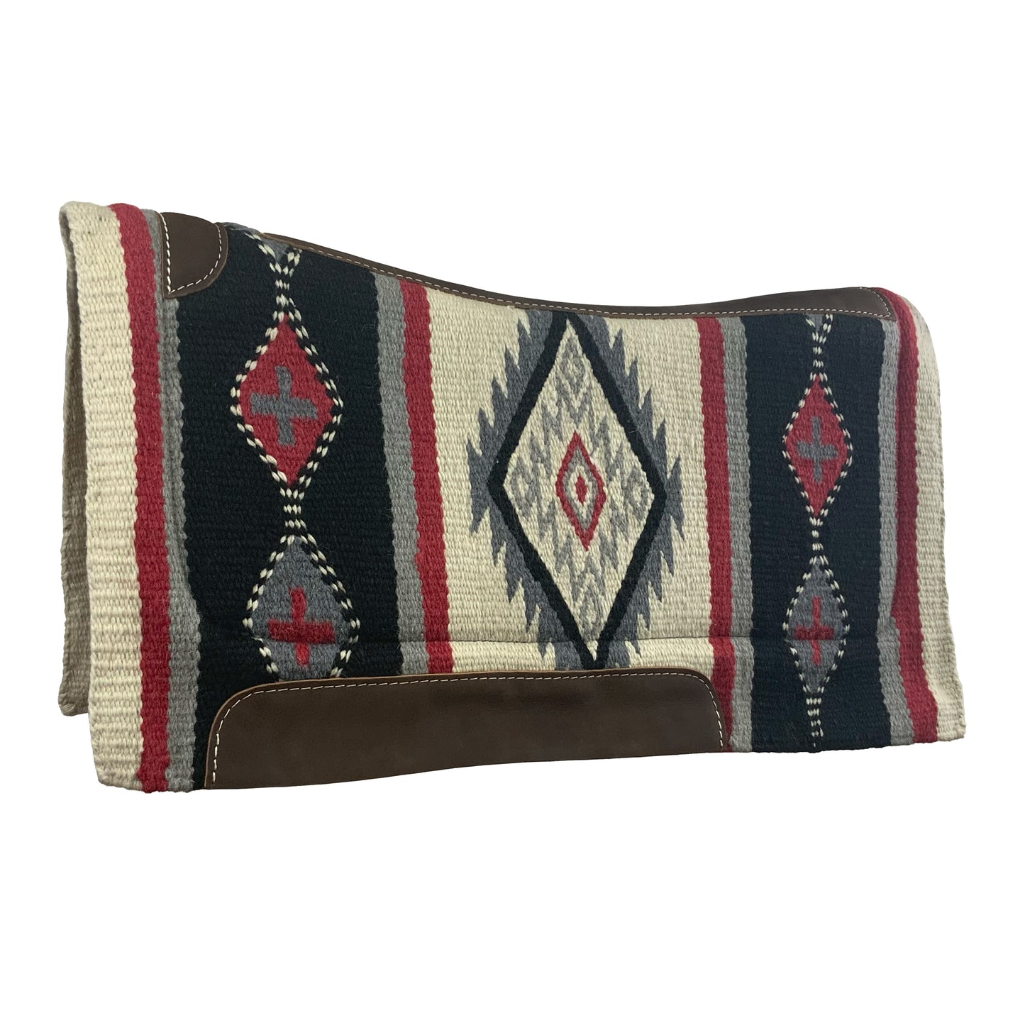 Navajo Diamond 34" x 36" Wool Top Contoured Memory Felt Bottom Saddle Pad - Pink