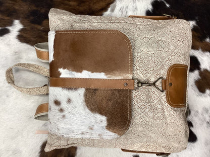 Klassy Cowgirl Oriental Ivory Upcycled Backpack Bag 13 x 15.5 x 3 in