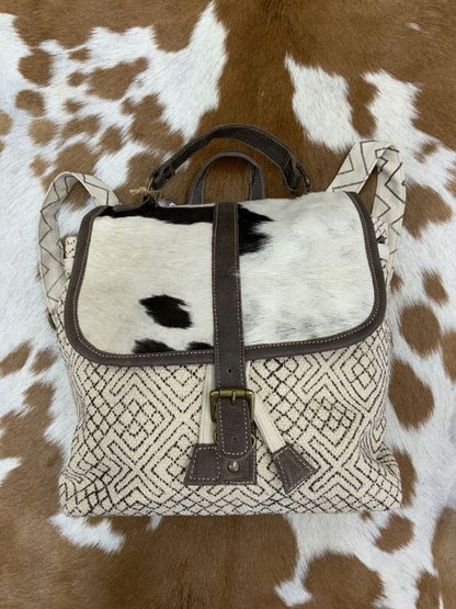 Klassy Cowgirl Diamond Weave Upcycled Backpack Bag 15 x 11 x 4 in