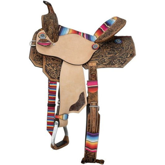 14" Silver Royal Serape Print Barrel Saddle